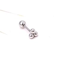 D.1Pcs Stainless Steel Earrings Heart Star, Moon Cross Butterflysly Snake Lobe Ear Piercing Jewelry (25 silver ball- )