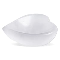 Selenite Crystal Heart Shaped Bowl 10cm, Crystals Smudging Bowl for Reiki Healing, Anxiety Relief & Meditation. Ideal for Gift & Home Decor - White