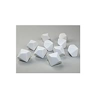 Chessex Customizable White Blank Opaque Polyhedral Dice D10 (10 Sided) 16mm (5/8in) Pack of 10