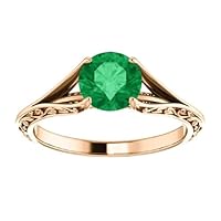 Vintage 2 CT Woodland Emerald Engagement Ring 14K Gold, Elvish Green Emerald Wedding Ring, Nature Inspired Emerald Bridal Ring Ring, Emerald Twig Leaf Ring, Garden Ring, Anniversary Ring
