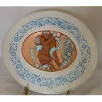 Vintage Hand Crafted Italian Pottery Carving Oval Plaque of Two Hugging Cherub Angels