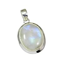Natural Rainbow Moonstone Oval Small pendant-925 Sterling Silver jewelry-Tiny pendant-Gemstone jewelry-Dainty Pendant