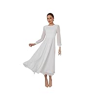Simple Wedding Dress Long Sleeve A-Line Tea-Length Chiffon Bridal Dress