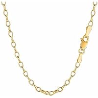 14k SOLID Yellow Gold 2.0mm, 2.3mm, 3.2mm or 4.6mm Shiny Diamond Cut Rolo Chain Necklace Or Bracelet for Pendants and Charms with Lobster-Clasp Or Spring-Ring Clasp (7