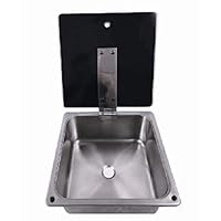 Boat Caravan Camper Stainless Steel Sink with Tempered Glass Lid 350350120mm GR-549B (With Faucet)