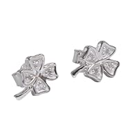 925 Sterling Silver Natural White Diamond Gemstone Flower Design Stud Earring 925 Stamp Jewelry | Gifts For Women And Girls