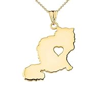 FLUFFY CAT WITH CUTOUT HEART SILHOUETTE PENDANT NECKLACE IN YELLOW GOLD - Gold Purity:: 10K, Pendant/Necklace Option: Pendant With 16