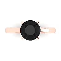 2.0 carat Round Cut Solitaire Natural Black Onyx Proposal Wedding Bridal Anniversary Ring in 18K Rose Gold