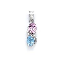925 Sterling Silver Blue Topaz and Created Pink Sapphire Pendant Necklace Jewelry for Women