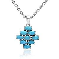 RKGEMS Natural Turquoise 925 Sterling Silver Fancy Pendant, Turquoise Semi Precious Gemstone Silver Pendant Necklace Jewelry Gift Ideas for Her