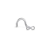 14k Solid White Gold Nose Ring, Stud, Nose Screw, L Bend Infinity 20G