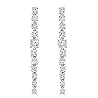 3.60 ct Ladies Round Cut Diamond Drop Earrings In 14 Kt White Gold