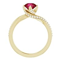 2 CT Lotus Ruby Engagement Ring Platinum, Twist & Swirl Ruby Diamond Ring, Blooming Flower Genuine Ruby Ring, July Birthstone Ring 15 Anniversary