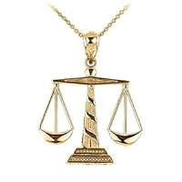 GOLD SCALES OF JUSTICE PENDANT NECKLACE - Gold Purity:: 14K, Pendant/Necklace Option: Pendant With 18