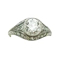 14k White Gold Plated Diamond Ring 3.50Ct Round Cut & Art Deco Style Lab Created Engagement Ring For Women & Girl Band