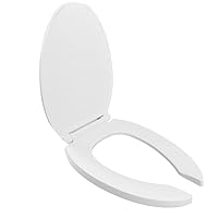 Centoco Elongated Toilet Seat, Lock In Place, Fast-N-Lock Mounting, Open Front With Cover, Commercial, Plastic, Made in the USA, 820STSFE-001, White