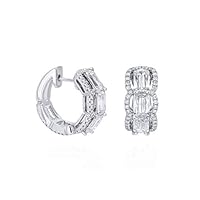 3.70 CT Radiant & Round Created Diamond Hoop Drop Earrings 14k White Gold Over