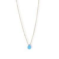 14k Gold Plated 925 Sterling Silver 16 Inch + 2 Inch Simulated Opal Pear Necklace 16+2 Inch Lobster Clas Jewelry for Women
