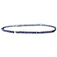 Unisex Bracelet 3mm Natural Gemstone Blue Sapphire Round shape Faceted cut beads 7 inch stretchable bracelet for men & women. | STBR_02230