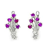925 Sterling Silver Plated July Red CZ Flower Bouquet Leverback Earrings Measures 15x9mm Jewelry for Women