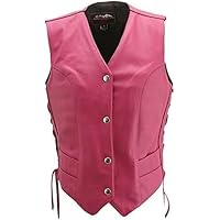 Women's Stylish Biker Beautiful Pink Faux Leather Vest