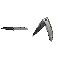 Misdirect Pocketknife; 2.9 in. 4Cr13 Black-Oxide Blackwash Finish Blade, Stainless Steel Stonewash Finish Handle Equipped with SpeedSafe Assisted Opening, Flipper and Frame Lock (1365)