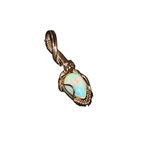 Ethiopian Opal Wire Wrapped Pendant Handmade Jewelry October Birthstone Gift