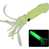 20pcs Soft Luminous Octopus Trolling Saltwater Freshwater Bait Squid Skirt Fishing Lures Glow in Dark,4 inch,1/6oz