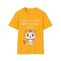 Just a Girl Who Loves Cat Cute Anime Cat Funny Design Lover Gift T-Shirt