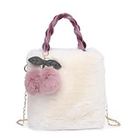[SPUZZO] Cute Girl Cherry Plush Handbag Bag Women's Niche New Autumn and Winter Large Capacity Furry Bag Shoulder Crossbody Bag