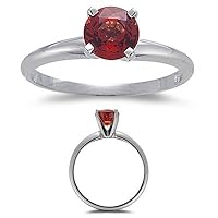 1.18 Ct 6.5 mm AA Round Red Sapphire Engagement Ring in 14K White Gold