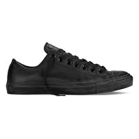Converse Leather Chuck Taylor All Star Shoes (1T865) Low Top in Black Monochrome, 4 D(M) US Mens / 6 B(M) US Womens, Black Nubuck