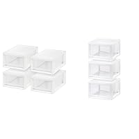 IRIS USA Plastic Storage Drawer Bundle (6 Quart Compact Stackable Drawers (4 Pack) | 15 Quart Stackable Drawers (3 Pack))