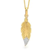 0.01 CT Round Cut Created Diamond Leaf Drop Pendant Necklace 14k Yellow Gold Over