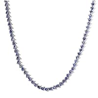 ANGEL SALES 10.00 Ct Trillion Cut Blue Tanzanite 18 Inch Tennis Necklace For Girl's & Women's 14K White Gold Finish