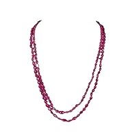 Bangkok Pink Ruby Quartz Cut Oval Shaped Beads Necklace for Women's Jewelry Gift