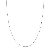 14ct White Gold 3 Flat Stations and 0.95mm Sparkle Cut Raso Necklace Jewelry for Women - Length Options: 41 46 51