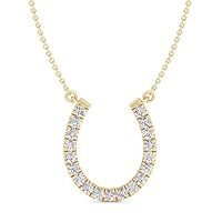 1.50 CT Round Cut Diamond Horse Shoe Pendant Necklace 14K Yellow Gold Over Free Chain for Women's