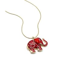 Gold Plated Red Elephant Charm Necklace Set