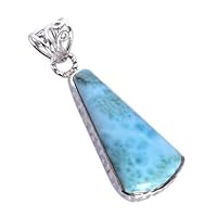Larimar Gemstone 925 Solid Sterling Silver Pendant Fabulous Handmade Jewellery Gift For Her