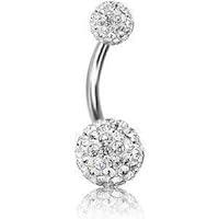 14g Swarovski Crystal Belly Button Navel Ring Bling Surgical Steel Body Piercing Jewelry by 7Z ACC