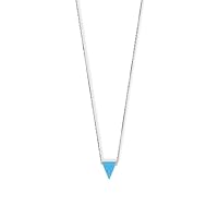 925 Sterling Silver 16 Inch + 2 Inch Rhodium Plated Simulated Opal Triangle Necklace 16+2 Inch Lobster C Jewelry for Women
