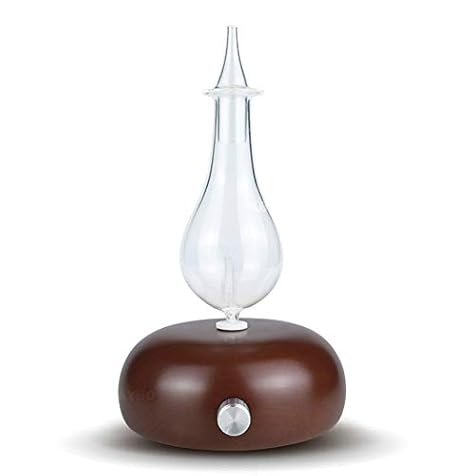 TOMNEW Essential Oil Diffuser, Nebulizer Diffuser,Wood and Glass Aromatherapy Diffuser, 7 Color Changing LED Lights – No Heat, No Water, No Plastic