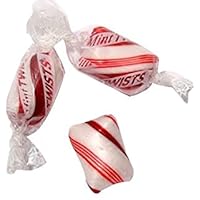 Peppermint Red & White Cylinder Shaped Mint Candy Twists - 2 Pounds-Individually Wrapped