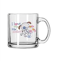 I Love My Little Sister Printed Glass Transparent Coffee Mug 1-Piece Size (350 ML) Best Gift for Sisters/Girls