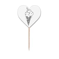 Black Outline Sesame Biscuits Ice Toothpick Flags Heart Lable Cupcake Picks