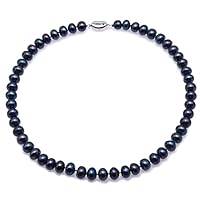 JYX Pearl Jewelry Classic 8-9mm Dark-purple Flat Cultured Freshwater Pearl Necklace