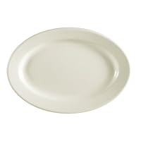 CAC China REC-34 Rolled Edge 9-3/8 by 6-1/4-Inch Stoneware Oval Platter, American White - 1 Each