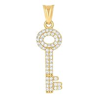 10k Yellow Gold Mens CZ Cubic Zirconia Simulated Diamond Key Charm Pendant Necklace Measures 29.3x8.3mm Wide Jewelry for Men