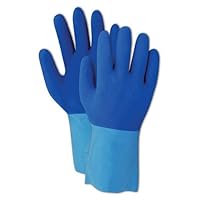 MAGID RB77-7 MultiMaster RB77 Suede Finish Latex Gloves, 10, Blue , 7 (Pack of 12)